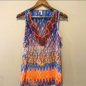 Studio Y Beaded Tank Sheer Top Ladies Size S